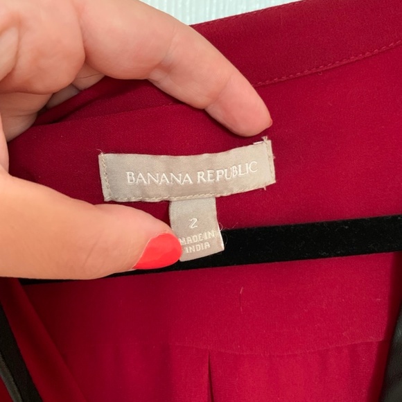 Banana Republic Dark Red V-Neck Tank w/ Black Trim - Picture 2 of 5